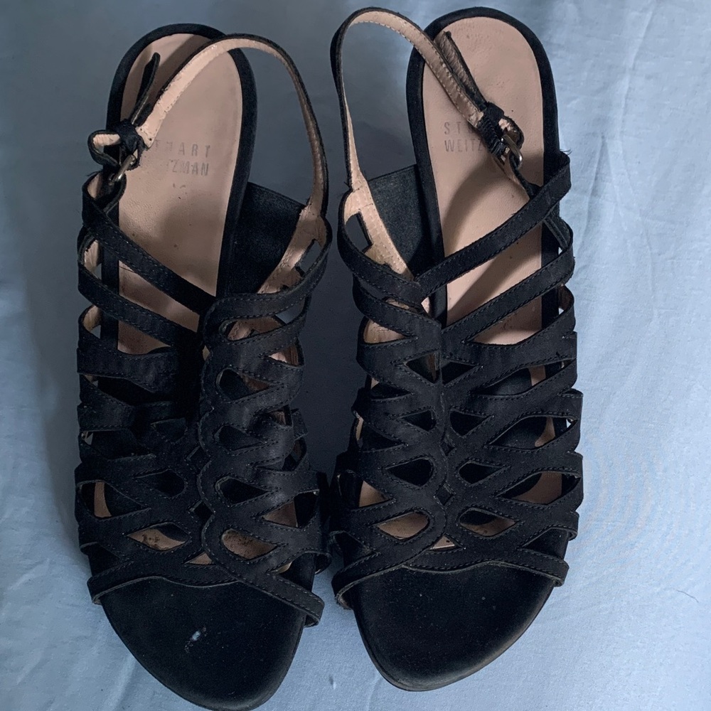 Stuart Weitzman Black Strappy Sandals